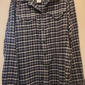 Patagonia Navy and White Plaid Button-Down Shirt